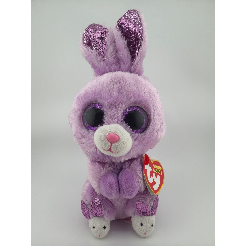 Ty Beanie Boos Fuzzy Purple Bunny Rabbit Small Purple Glitter Accents Easter